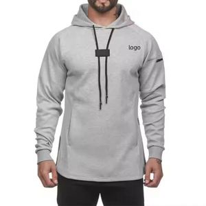Streetwear vierge avec logo de broderie personnalisé Sweatshirts pullover unisexe Sweatshirts à capuche double épaisseur grande taille 500 g/m² pour hommes - Product Image 1