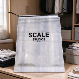 Bolsa de Almacenamiento de Ropa de Plástico PE Suave con Cordón Negro, 35x45cm, con Logotipo Personalizado, para Empaque de Marca de Ropa - Product Image 4