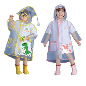 Children Raincoat Cape Style Waterproof Poncho For Kids School Wear With Dinosaur Print Yellow Trim - Product Image 5