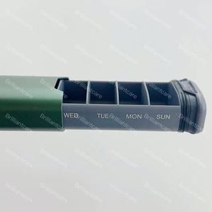 2024 Factory Outlet Green Aluminium Simple Daily Organizer 7 Compartments Portable Case Pill Box to Hold Vitamins Custom - Product Image 3