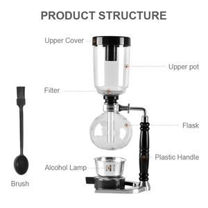 Sifón de Café CAFEMASY con Mango de Madera, Sifón de Café Espresso, <span class=keywords><strong>Cafetera</strong></span> de <span class=keywords><strong>Metal</strong></span> para 3 Tazas - Product Image 3