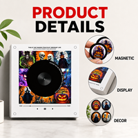 Aimant de réfrigérateur musical NFC personnalisé pour Halloween, lumières LED, lecteur CD en acrylique, souvenir de collection, cadeau d'anniversaire pour enfant