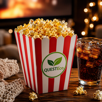Einweg-Popcornboxen im Großhandel, Bedruckte Weiße Papier-Popcornbehälter, Ölfest für Kiosk und Verkaufsstände