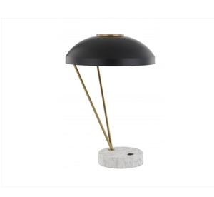 Lampe de table industrielle moderne avec douille E26/E27, design créatif en métal et marbre, abat-jour ovale, pour restaurant, lecture, personnalisable - Product Image 1