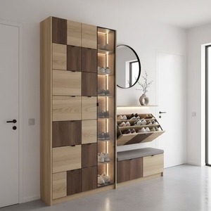 Nouvelle Arrivée : <span class=keywords><strong>Meuble</strong></span> de Rangement à <span class=keywords><strong>Chaussures</strong></span> en MDF Durable, Étagère Murale en Bois pour Entrée, <span class=keywords><strong>Meuble</strong></span> de Salon Gain de Place - Product Image 2
