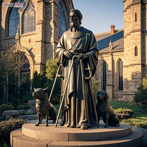 Наружный религиозный церковный декор из бронзы отлитые две собаки и святая рука обе костыли в натуральную величину, статуя из латуни - Product Image 6