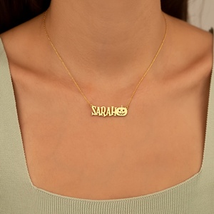 Collar de Acero Inoxidable con Nombre Personalizado, Collar Chapado en Oro de 18K, Ángel, Bebé, Mamá, Nombre Inglés Antiguo, Joyería - Product Image 5