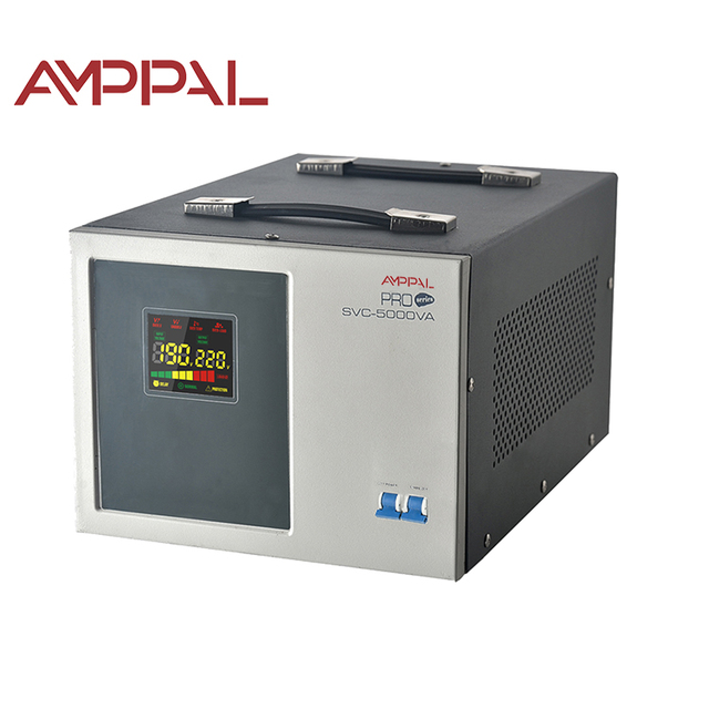 5KVA Copper SVC Single Phase 220V AC Servo Type Automatic Voltage Regulator Stabilizer LCD Display High Efficiency 0.98 50/60Hz