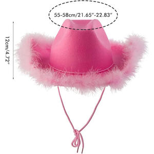 คอสเพลย์<span class=keywords><strong>หมวก</strong></span>คาวบอยมีปีกสีชมพูมีขนปุย<span class=keywords><strong>หมวก</strong></span>คาวบอยมีสายดึงคอ - Product Image 2
