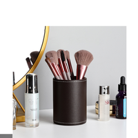 Porte-stylos rond en cuir PU créatif et élégant, boîte de rangement de bureau durable, porte-stylos