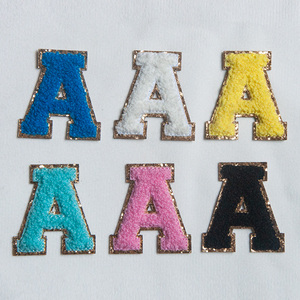 A-Z ferro su lettere ciniglia lettera borse da te abbigliamento Glitter asciugamano alfabeto lettere ferro su ciniglia <span class=keywords><strong>Patch</strong></span> per uomo donna - Product Image 3