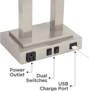 Outlet Listrik Dual Rocker Switch Lampu Meja dengan Usb Port Hotel Cahaya dengan Outlet Listrik