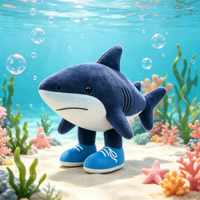 Sepatu Boneka Hiu Plush PP Cotton Super Lembut Ramah Lingkungan Bordir Custom, Boneka Kartun Lucu OEM ODM MOQ Rendah Grosir Hadiah Anak