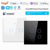 Interrupteur mural intelligent encastré WiFi, compatible Tuya et Alexa, panneau en verre trempé pour l'éclairage domestique
