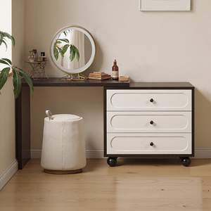 Tocador y Cómoda Integrados de Estilo Retro Francés, <span class=keywords><strong>Escritorio</strong></span> de Maquillaje Minimalista y Mueble de Almacenamiento para el Pie de Cama para Dormitorios Pequeños - Product Image 1
