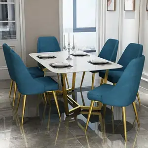 Роскошный простой мраморный обеденный стол в скандинавском стиле, прямоугольный стол и стул