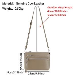 Sacs à bandoulière en cuir véritable AndoBag pour femmes, sac à main décontracté tendance, petit sac carré multi-zippé 3101 - Product Image 2