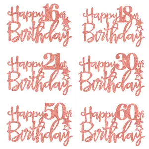 10-90数字キラキラ紙お誕生日おめでとうケーキトッパーパーティーの装飾キラキラケーキトッパー