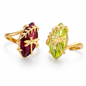 Anello a forma di libellula in stile verde, design naturale, accessori alla moda per l'uso quotidiano - Product Image 3
