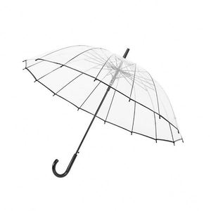Parapluie transparent robuste semi-automatique avec logo personnalisé, vente en gros, manche long droit - Product Image 1