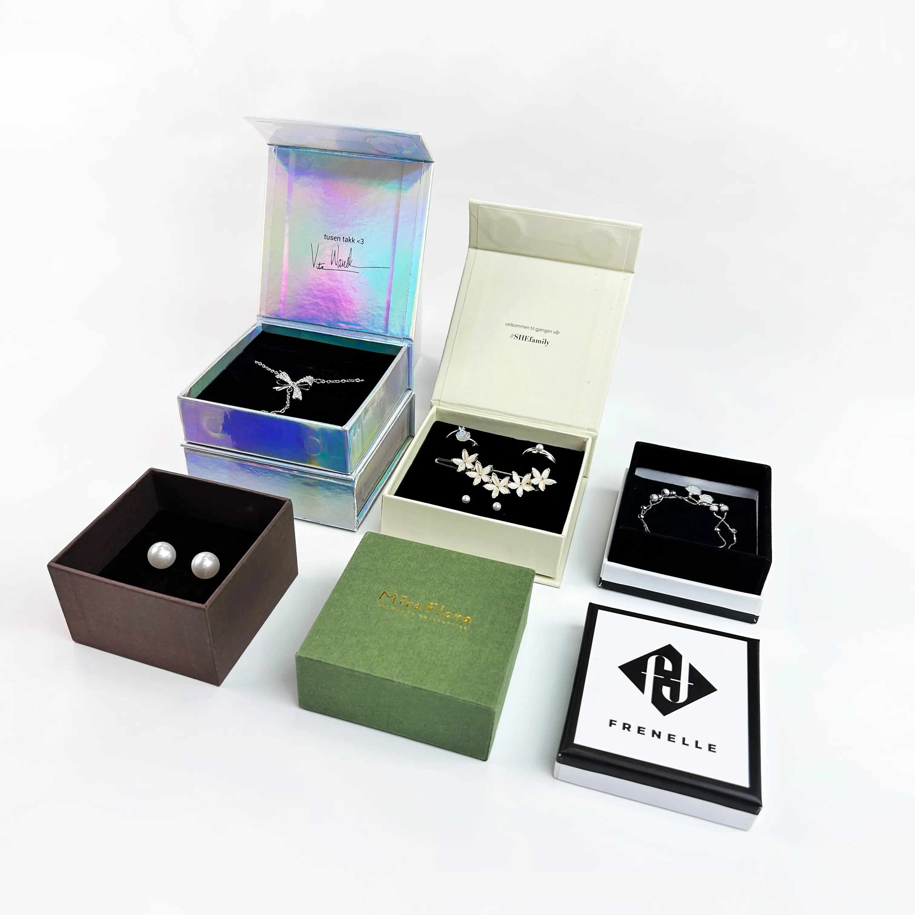 Wholesale Price Paper Lid and Base Box Packaging Luxury Gift Box Custom Jewelry Box Necklace Bracelet Rings hair clip