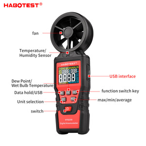HABOTEST Anémomètre portable HT625A/B Testeur de volume d'<span class=keywords><strong>air</strong></span> numérique Vitesse du vent de haute précision-10 ~ 45 Température du matériau ABS - Product Image 3