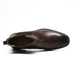 Модные высококачественные Ботильоны коричневые кожаные ботинки челси для мужчин кожаные ботинки невидимые увеличивающие рост 7 см - Product Image 5