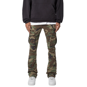 Pantalones cargo de algodón 100% personalizados al por mayor para hombre, cintura media, múltiples bolsillos, pantalones de trabajo resistentes, ropa informal para exteriores - Product Image 1