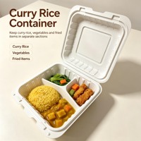 Boîte à hamburger jetable biodégradable à 3 compartiments, en plastique, type clamshell, MFPP, micro-ondable, sans BPA, sans PFAS, avec couvercle, pour emporter