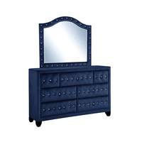 Ensemble de Meubles de Chambre: Lit Capitonne Grand Format, Table de Chevet, Commode en Bois, Miroir, en Velours Gris, et Lit King Size Rond avec Rangement Intégré