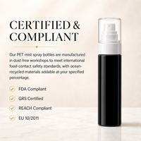 Flacon pulvérisateur vide en PET 150ml 120ml 100ml avec pompe pulvérisatrice noire, décoration couleur personnalisée, OEM ODM, vente en gros