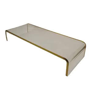 Acrylic monitor storage riser stand with gold Edge