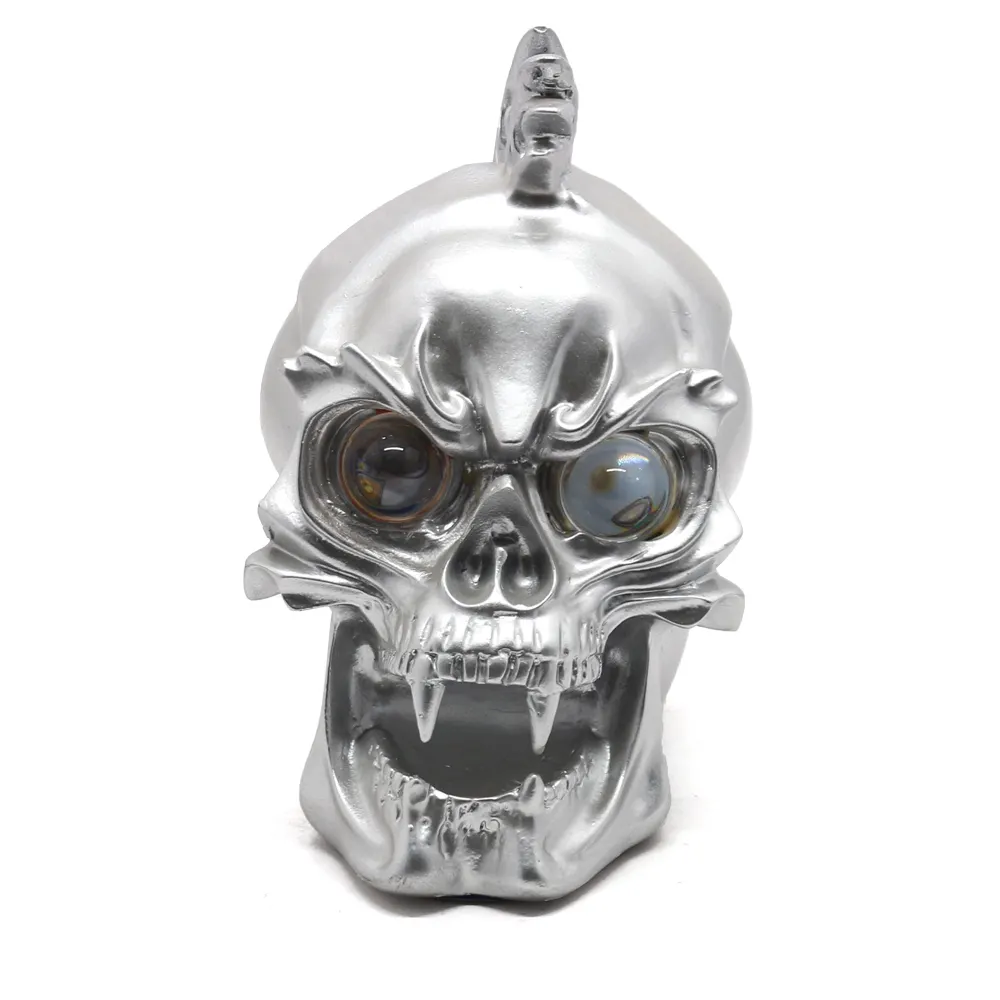 Phare LED avec tête de crâne de couleur argent, pour Harley, Chopper et Bobber, haute qualité, vente en gros