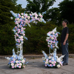 Arche de fleurs suspendue en promotion, couleur bleu-violet, décorations en roses de soie pour événements - Product Image 1