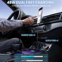 Transmisor FM Bluetooth 5.3 REAMX CC02, Cargador Rápido Dual USB C de 30W, 7 Luces LED, Adaptador Inalámbrico para Auto con Sonido Nítido y Memoria