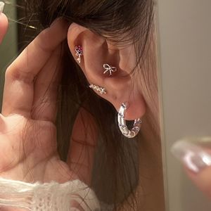 ต่างหูแบบหนีบเงินแท้ S925 ดีไซน์เกาหลีสุดน่ารัก สีเงินด้าน ประดับคริสตัลลาเวนเดอร์ ฝังแบบไมโคร ดีไซน์เฉพาะตัว - Product Image 3