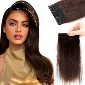 Flequillo de pelo lateral natural 4 "-12" Clip de una pieza en extensiones de cabello humano Clip de extensión de cabello humano en una pieza - Product Image 1