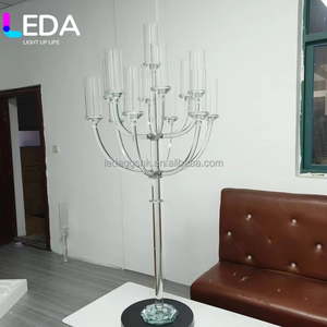 LEDA Wholesale Crystal Candle Holder 13 Arms Clear <b>Tall</b> Crystal Candelabra Glass Wedding <b>Table</b> Centerpiece Decor Candle Holder - Product Image 5