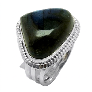 Élégantes bagues en labradorite bleue, argent sterling 925, sertissage clos, unisexe, style chrétien - Product Image 1