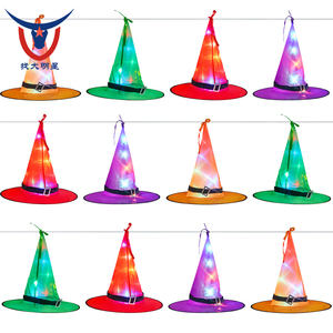 Décoration d'Halloween, chapeau de sorcière et de sorcier lumineux à LED, lumières suspendues colorées à LED, chapeaux de sorcière d'Halloween, accessoire de costume - Product Image 2