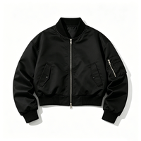 Blouson Bomber Personnalisé Coupe Courte Style Universitaire Oversize avec Fermeture Éclair, Veste de Rue Tendance Coupe-Vent à Capuche et Col Montant