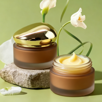 Pot en verre unique à bouchon doré irrégulier, vide, pour crème visage, crème contour des yeux, emballage cosmétique, personnalisable avec logo