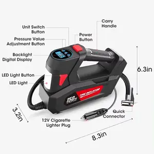 Handgreep 150 Ps Band Inflator Mini Luchtcompressor Elektrische Luchtpomp Voor Auto Motorfiets Met Digitale Drukmeter 3