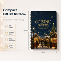 Carnet spirale A5 de qualité supérieure pour la liste de cadeaux de Noël, 50 feuilles lignées, papier 80 g/m², couverture 300 g/m², reliure noire, planificateur de vacances