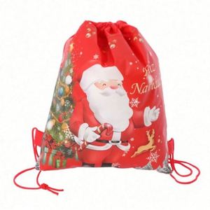 Bolsa de Tela No Tejida con Cordón y Estampado Digital de Papá Noel y Reno, con Logotipo Personalizado, para Regalo Promocional, Mochila con Cordón Navideña - Product Image 3