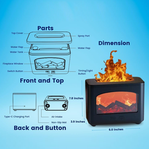 Mô phỏng lò sưởi hương liệu tạo độ ẩm ngọn lửa cầm tay mini hương thơm khuếch tán USB powered xe khách sạn sử dụng dưỡng ẩm da làm giảm - Product Image 3