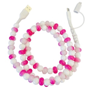 Cable de Carga Rápida para Teléfono con Diseño de Flores Rosadas y Cuentas, Accesorio Boutique, Nuevos Productos 2026 - Product Image 3
