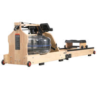 Máquina de Remo de Madera Sólida con Doble Resistencia (Agua y Magnética), Bajo Ruido, Equipo de Fitness para Ejercicio en Interiores