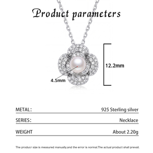 Collier pendentif de luxe en perles d'eau douce naturelles CZ en forme de fleur, bijoux en cuivre plaqué argent, ras-de-cou étincelant pavé pour femme, idéal pour mariée - Product Image 5