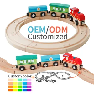 Montessori Track Toy Train Set Electric Classic Wooden Kid Baby Toys Train Track Set Wooden Toy Railway Train For Kids